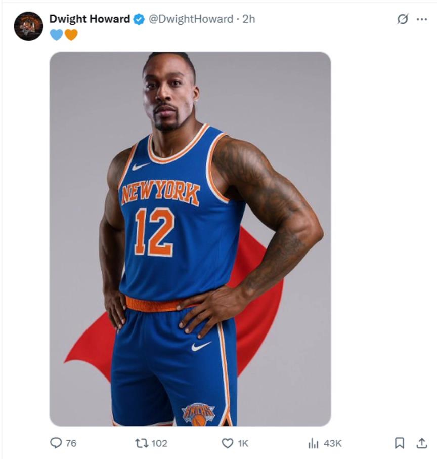 難道說？尼克斯步行者G4賽后 霍華德發推身披尼克斯戰袍